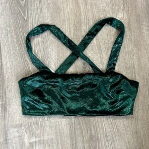 Superdown Dorian Crop Top Velvet Metallic